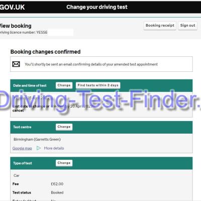 Birmingham Garretts Green Driving Test Cancellations 2